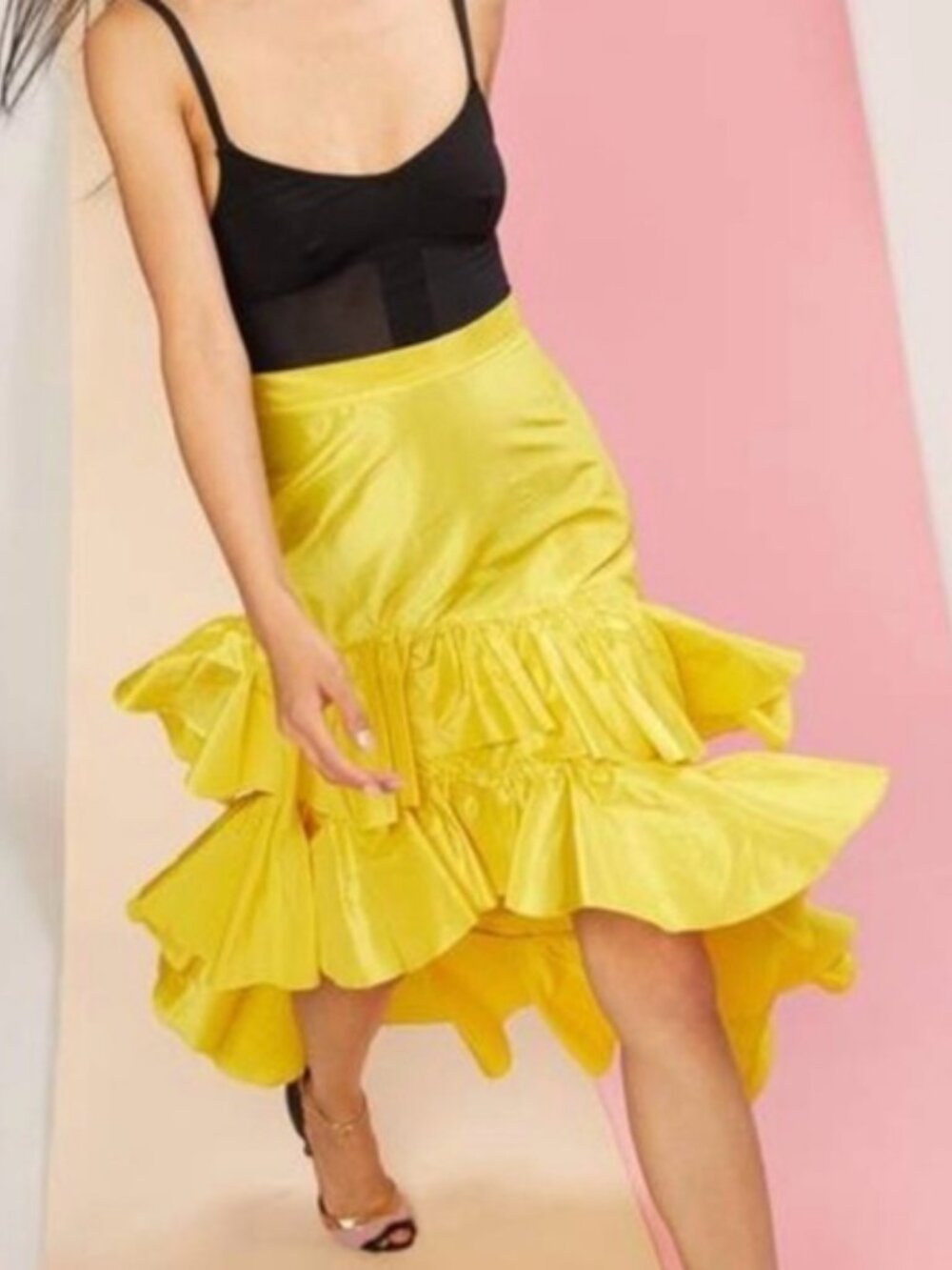 Cynthia Rowley Asymmetrical Ruffle Skirt – Yellow